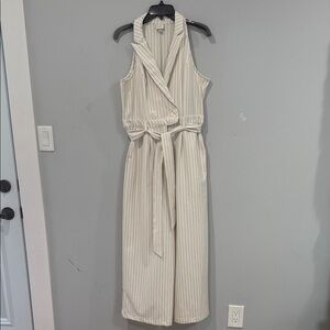 A New Day Cream Striped Midi Dress